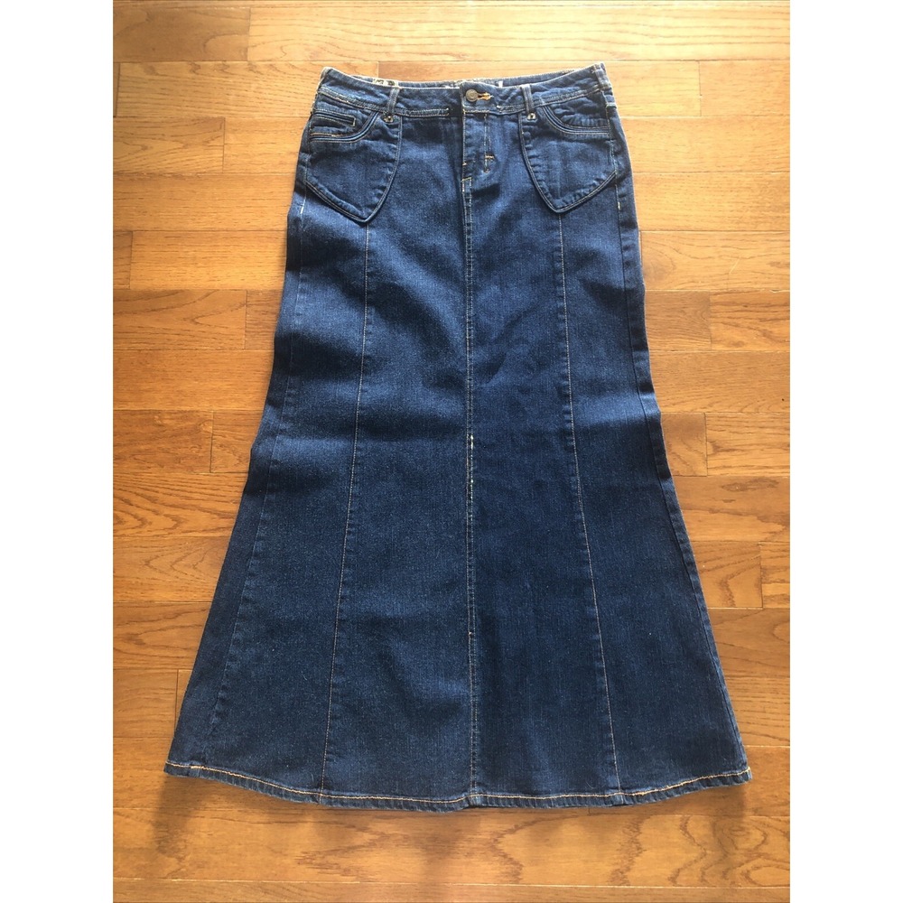 New Quizz New York Dark Denim Maxi Stretch Skirt No Slit Women's 5/6 32x37